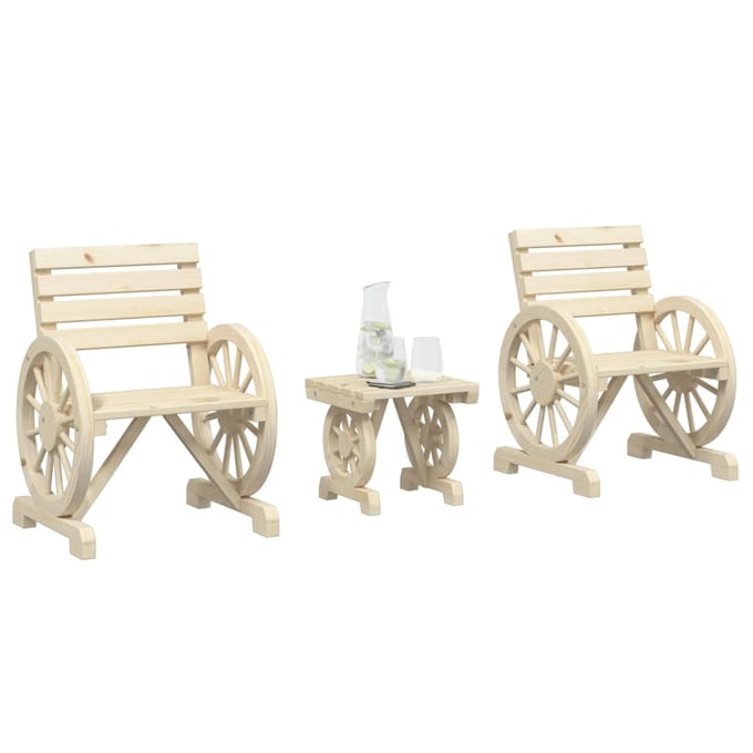 vidaXL - 3-delige - Loungeset - massief - vurenhout