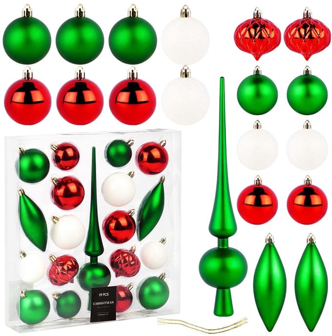 Vilde - Kerstballen Set - Niet-tlukbare - Rood - Groen - Wit