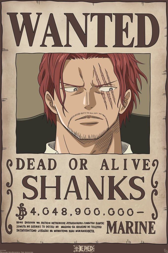 Poster One Piece - Wanted Shanks 61x91,5cm