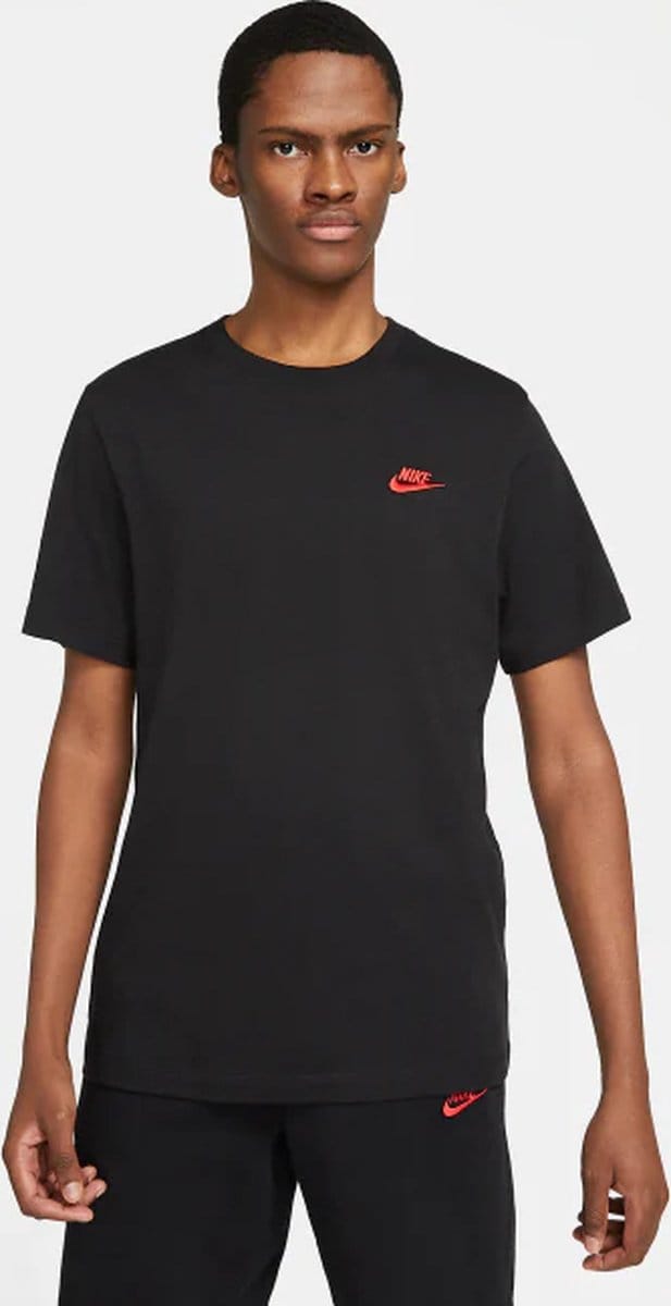 Nike Sportswear Club - T-shirt - Maat XXL - Zwart/University Red / Zwart Rood - Nike Sportswear Club Tee - Lifestyle - Heren T-shirt voor Mannen