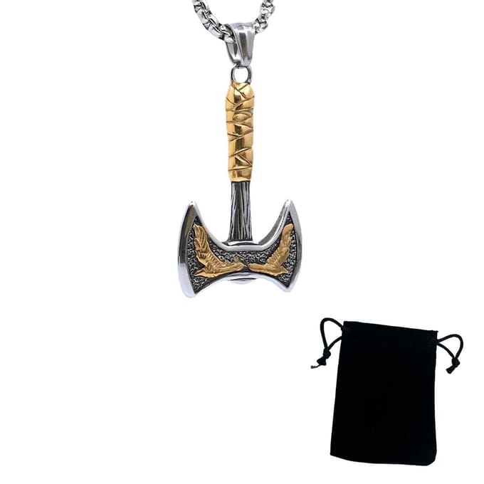 Winkrs - Viking Bijl Hanger met Goudkleurige Accenten - RVS