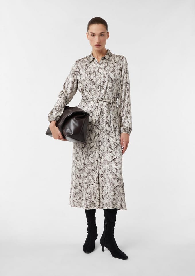 Mouwloze Midi Shirtjurk Met Lange Mouwen En Elastische Manchetten Dames COMMA