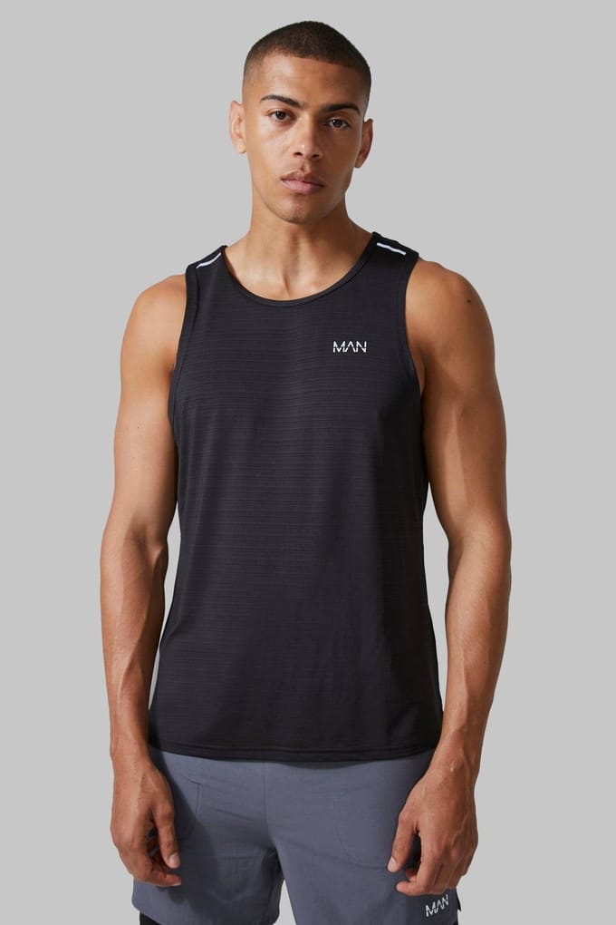 Heren Active Engineered Performance Regular Fit Vest | Black | Size Medium