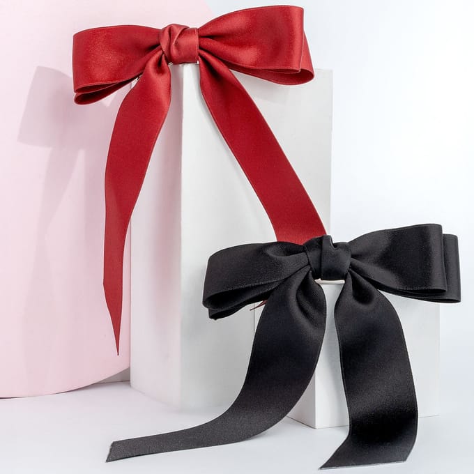 brushworks Satin Hair Bow Duo Red &amp; Black 2 st