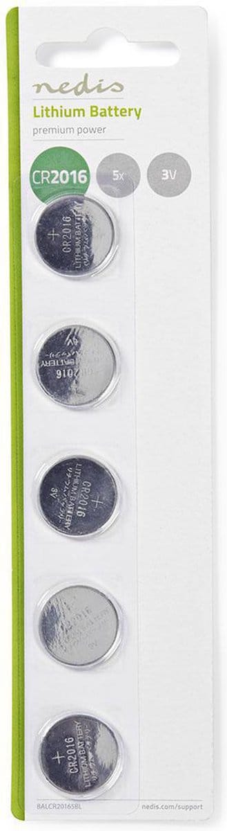 Nedis Lithium-Knoopcelbatterij CR2016 - 3 V DC - 5-Pak