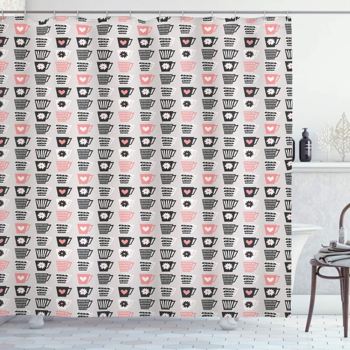 ABAKUHAUS douchegordijn – Scandinavisch Bloemen – 175x200 cm