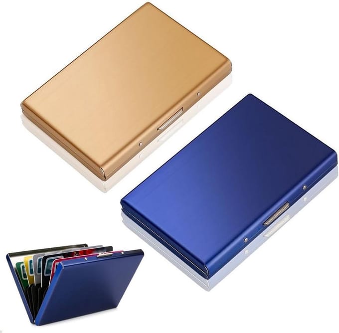 Slanke Metalen Pasjeshouder met RFID/NFC Bescherming voor 6 Pasjes