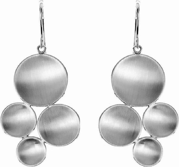 Behave - Oorbelhangers dames - Zilverkleur rond mat - Modern design