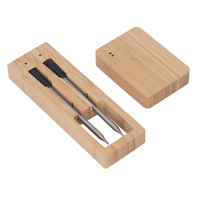 Draadloze Vleesthermometer 2 Sondes USB Opladen IP67 Waterdicht Slimme Vleesthermometer met Repeater beige