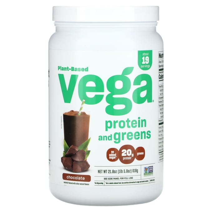 Vega, Plantaardig Eiwit en Groenten, Chocolade, 1 lb (618 g)