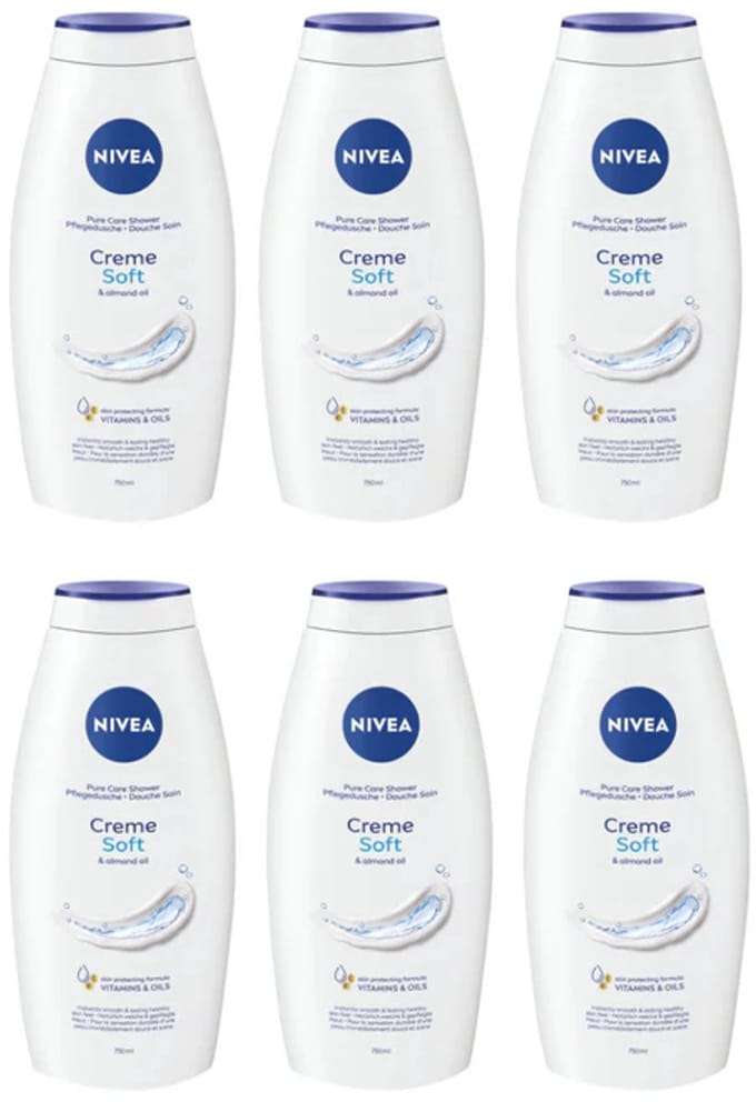 NIVEA Crème SofT Hydraterende BATH Crème - Voordeelverpakking - 6 x 750 ml