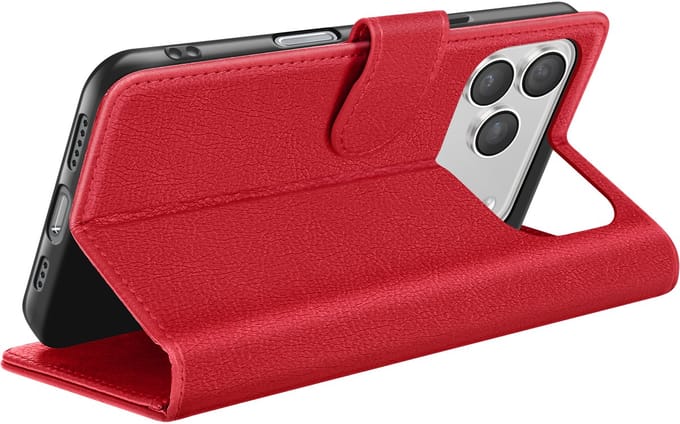 Zanae, Hoesje geschikt voor iPhone 17 Pro - Wallet Case & Magneetsluiting, Rood