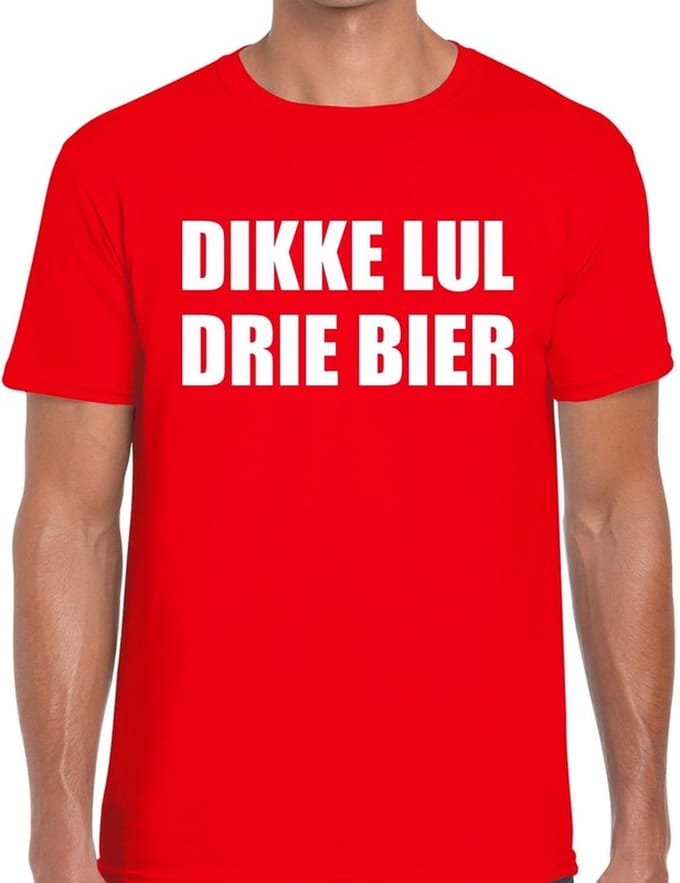 Dikke Lul Drie Bier heren shirt rood - Heren feest t-shirts L