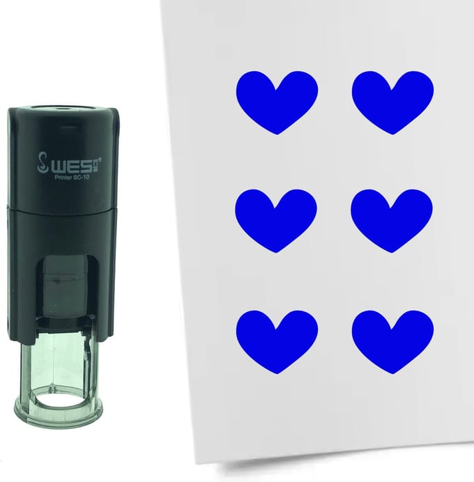 CombiCraft Stempel Hartje 10mm rond - blauwe inkt