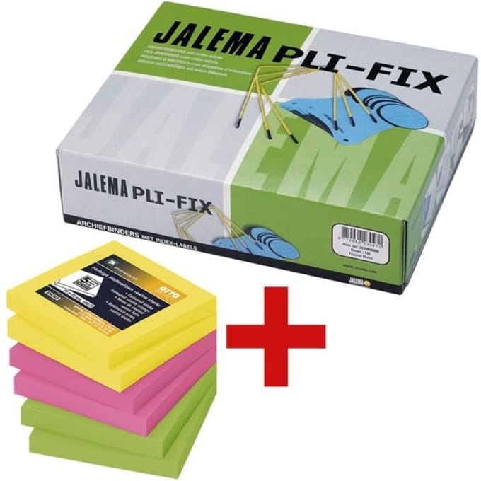 Archiefbinders »Pli-Fix« incl. blok herkleefbare notes »extra sterk« neon 75 x 7