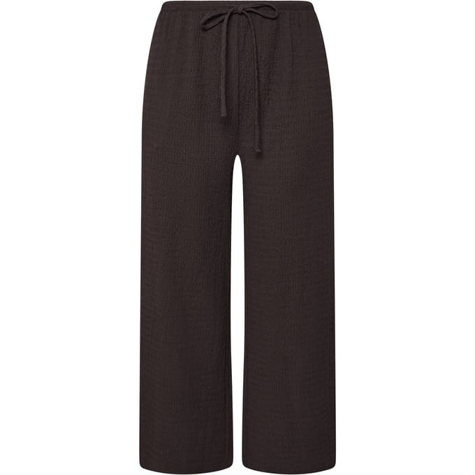 Yours Chocoladebruine Crinkle Broek Met Wijde Pijpen Size Regular > 42