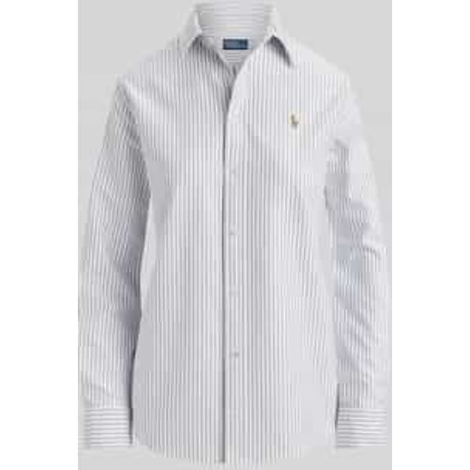 relaxed fit overhemdblouse van puur katoen met logostitching