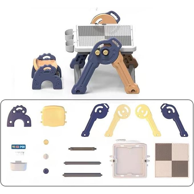 Kinder Set Stoel Studietabel Educatief Multifunctioneel Tekenbord DIY Insteekpijp Bouwsteen Tafel 35*28*18cm