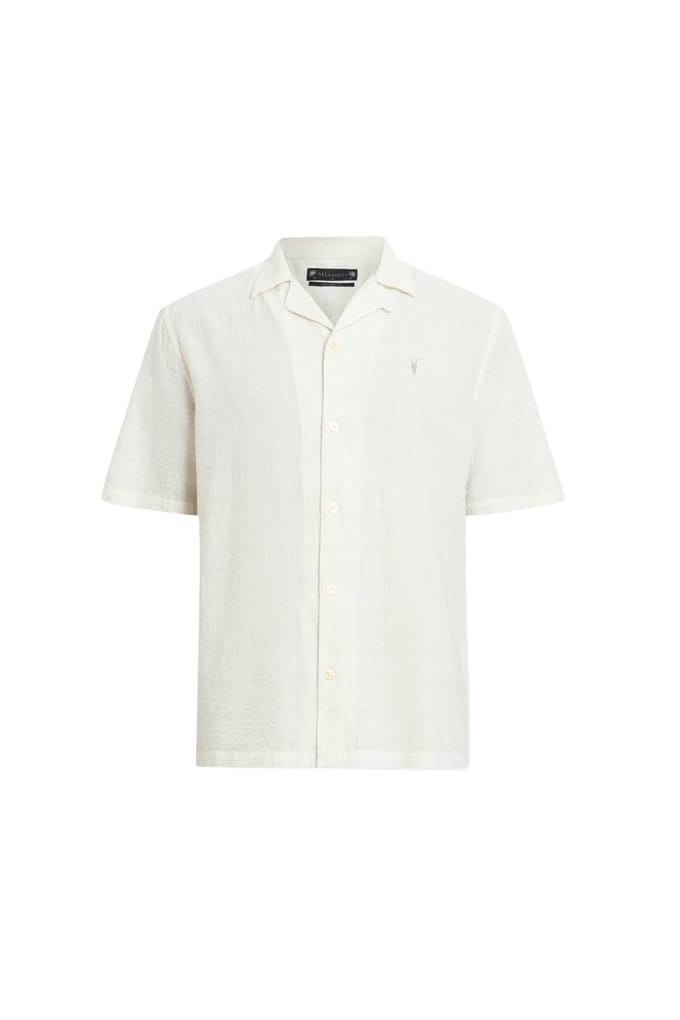 AllSaints Admon Ss Shirt Jetstream White Größe: S | Casual hemden Outlet | Herren | Weiß