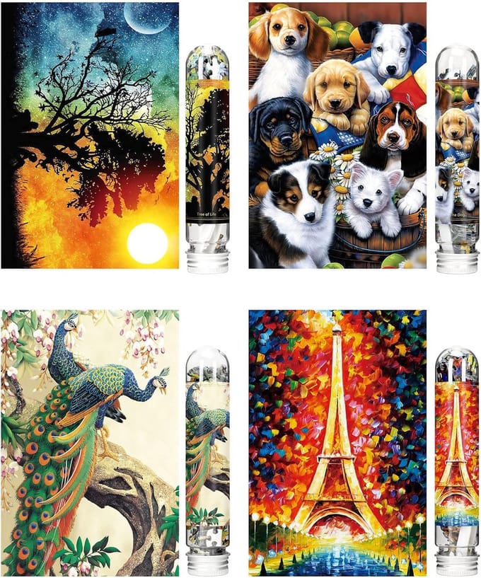 Mini Puzzel - Legpuzzel Set - Logisch Denken - Dubbelzijdig Ontwerp - 4 Stuks - Multicolor