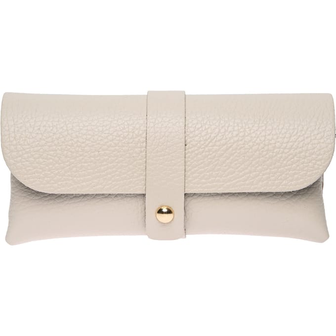 Roberta M Beige Rundleer zonnebril hoesje