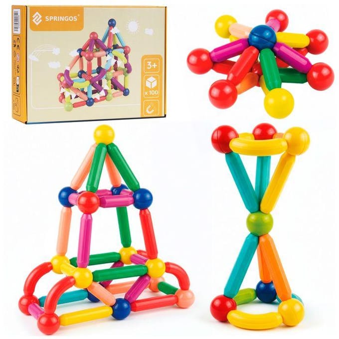 Springos® Magnetisch speelgoed - 100 Stuks - Montessori speelgoed - Speelgoed kinderen