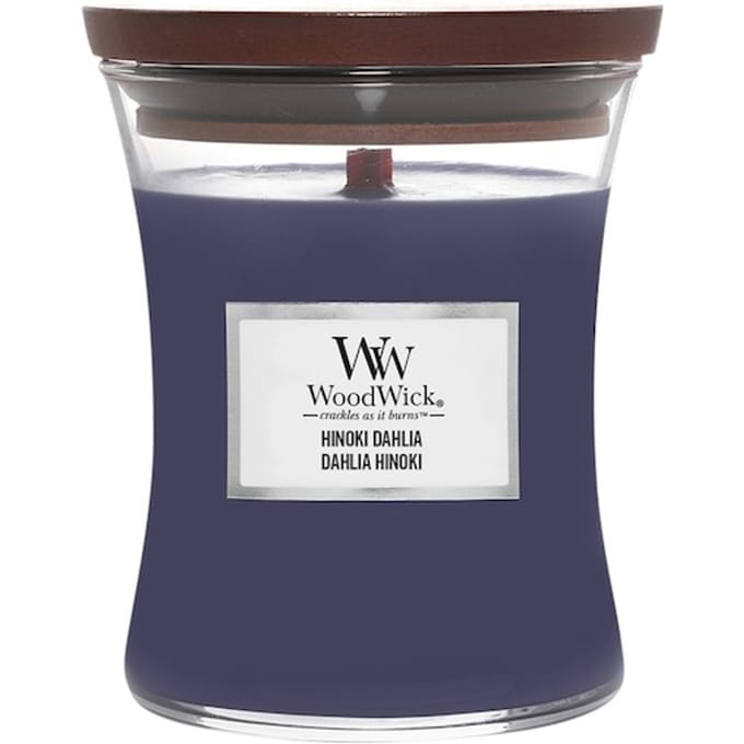 WoodWick Hourglass Medium Geurkaars - Hinoki Dahlia - 60 branduren