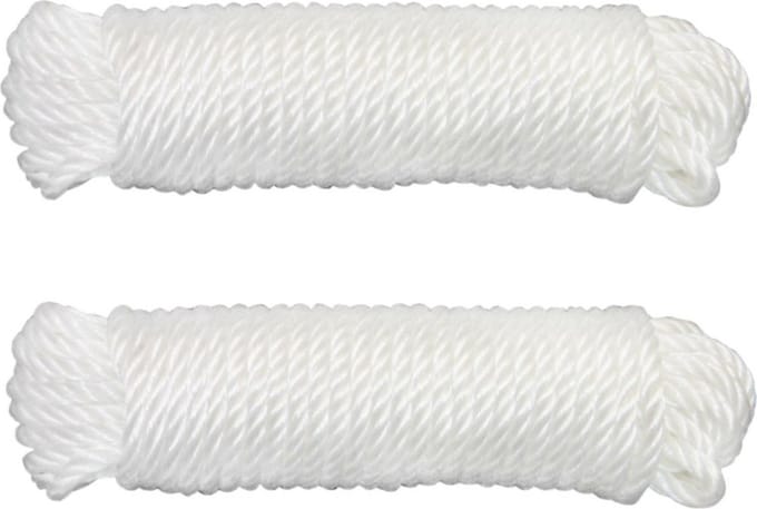 AMIG Touw - 2x - 20 meter - D4mm - nylon - wit - waslijn - tuin