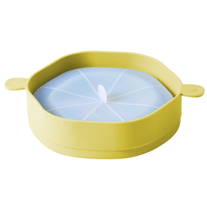 Seau à Popcorn en Silicone avec Poignée Pliable Grande Capacité Résistant à la Chaleur Micro-ondes Machine à Popcorn Yellow white