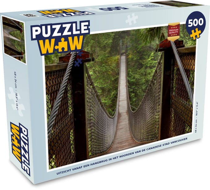 Puzzel Uitzicht vanaf een hangbrug in het noorden van de Canadese stad Vancouver - Legpuzzel - Puzzel 500 stukjes