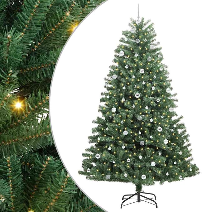 vidaXL - Kunstmatige - Hinged - Kerstboom - Groen - 240 - cm - PVC - en - Metalen