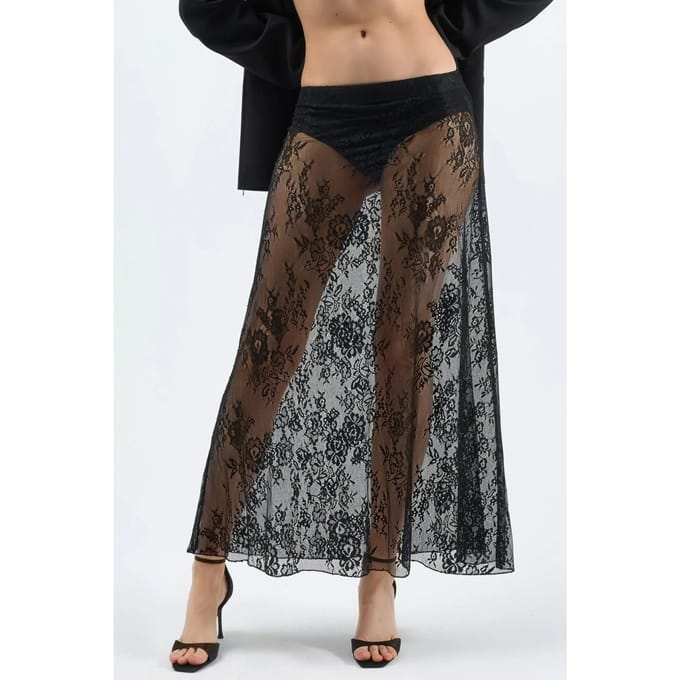 Hoge Taille Kanten Maxi Rok