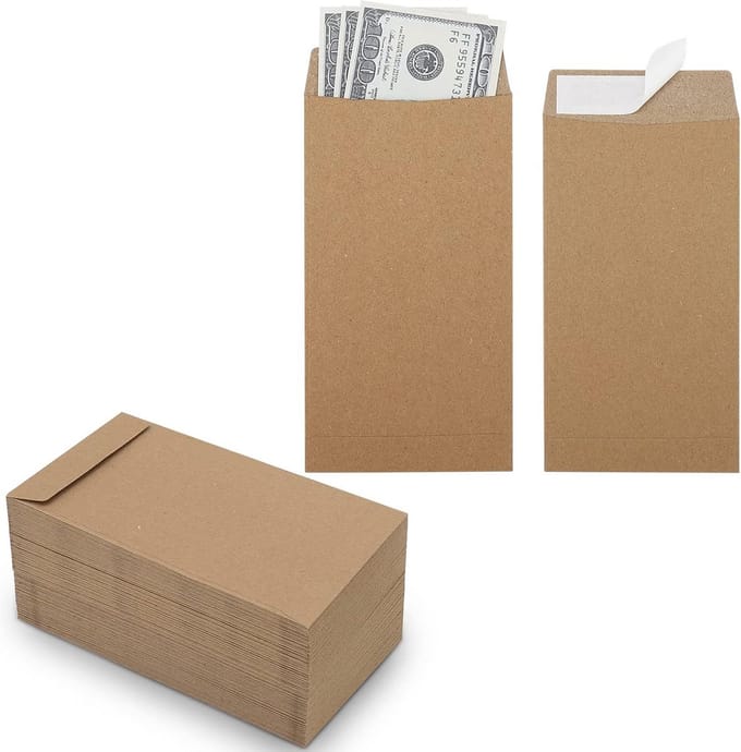 100 Zelfklevende Geldenveloppen Budgettering Kraftpapier 16,7 x 9,5 cm