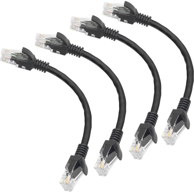 Cat6 Ethernet Patchkabel 0,2 m - High Speed LAN Kabel met RJ45 Aansluitingen (4-pack)