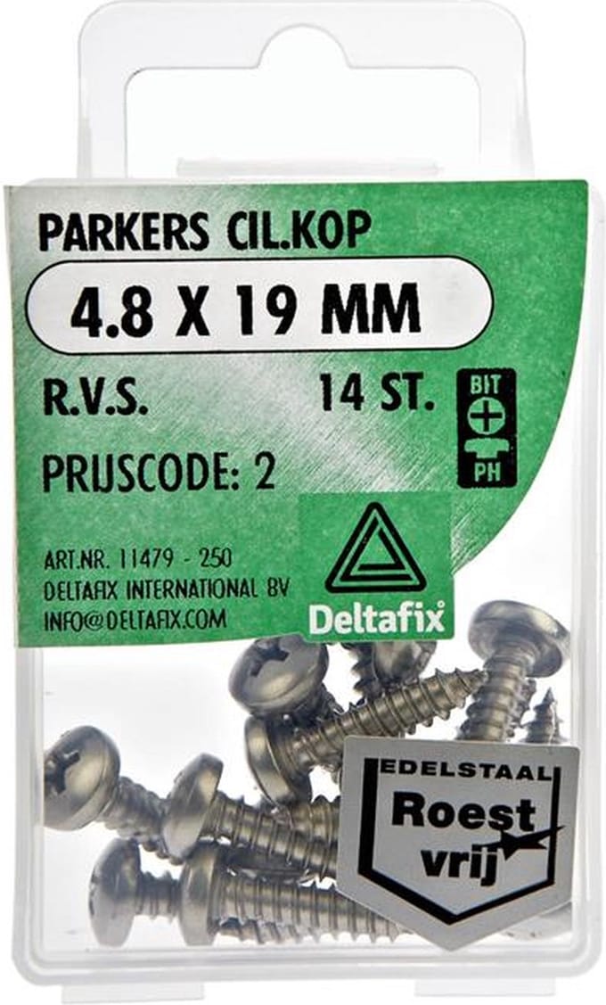 Spaanplaatschroeven Cilnderkop Pozidriv RVS 4.8x19mm