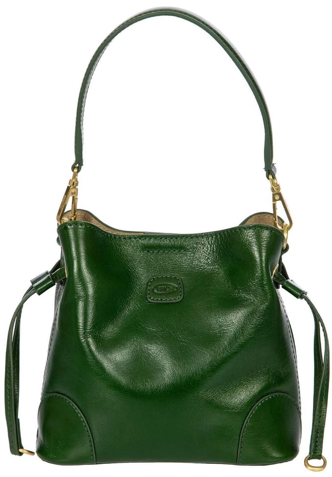 BRIC'S Leren schoudertas handtas Volterra Bucket Bag Pine groen