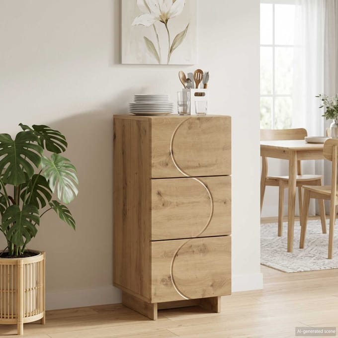vidaXL - Dressoir - Artisanaal - eiken - 33.5 - x - 34.5 - x - 75 - cm - Bewerkt - hout