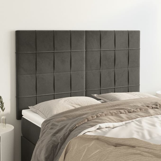 vidaXL - Hoofdbord - donkergrijs - 144x5x118/128 - cm - Fluweel