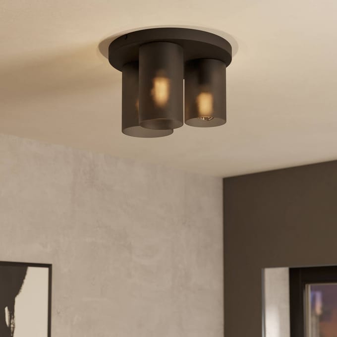 EGLO Colomera Plafondlamp - E27 - Ø 35 cm - Zwart|Mat Grijs