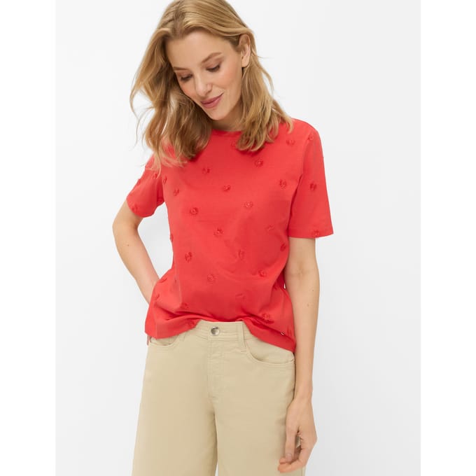 Brax Dames Shirt  Style CIRA S hibiscus, rood, maat 48
