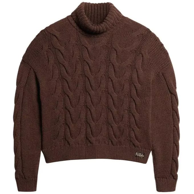 Superdry - Gebreide kabeltrui met polokraag - Dames - Sweaters