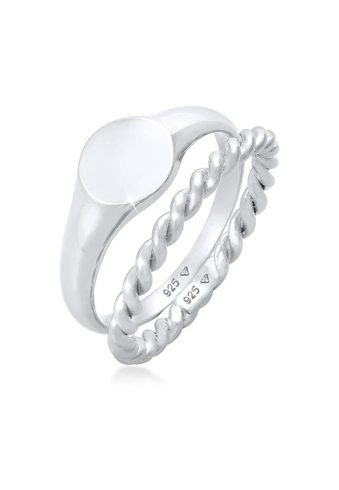 Elli - Ring - Dames zegelring ring Duo Basic Trend in 925 sterling zilver - Dames