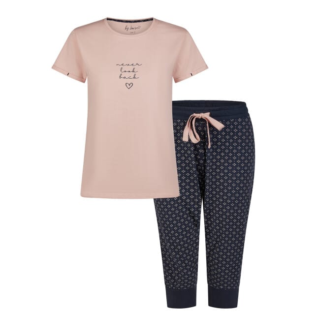 By Louise Essential Dames Capri Pyjama Driekwart AOP Roze - Maat L
