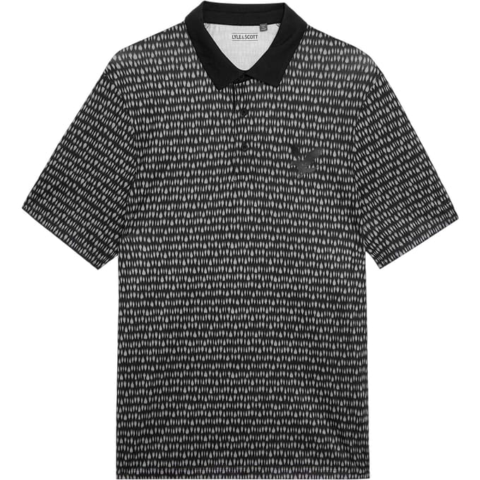Lyle & Scott Golfpoloshirt met patroon voor heren (Jet Zwart)