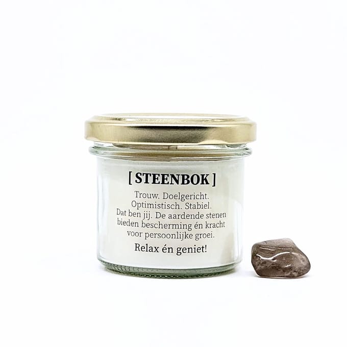 Candlelight-on - sterrenbeeld kaars met edelsteen - Steenbok - o.b.v. sojawas en etherische oliën