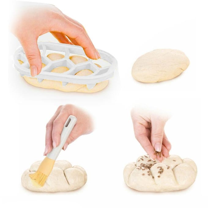 2 STUKS Deegpersvorm Set Bakken Broodjes Vorm Plastic Gebakssnijders B beige