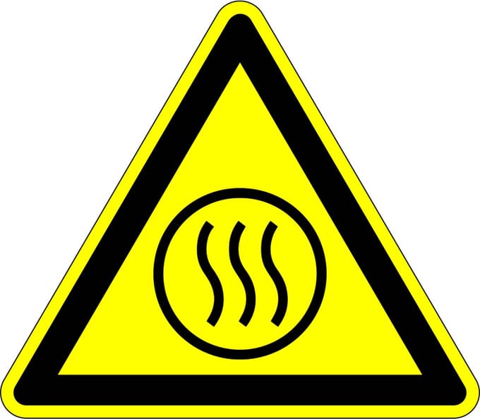 Hete inhoud waarschuwingssticker, W079 300 mm