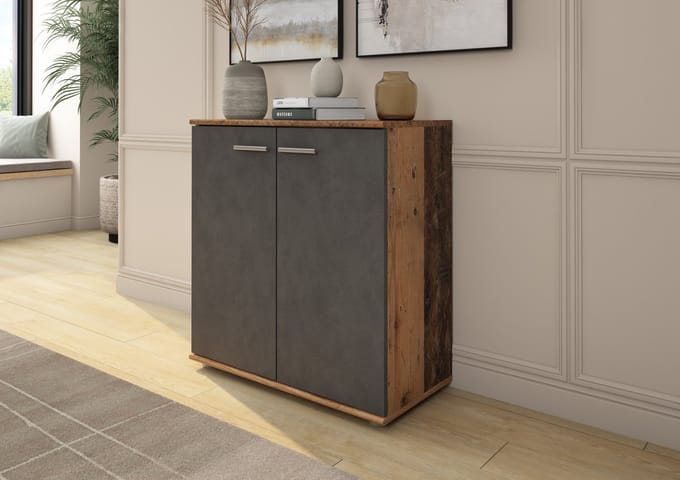 Promeubels - Dressoir Manchester 1 - Old wood / Antraciet - 71cm - Commode - Opbergkast