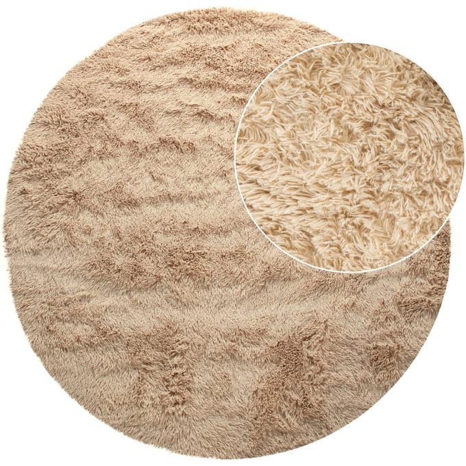Hoogpolig tapijt Silvana beige 200 cm rond