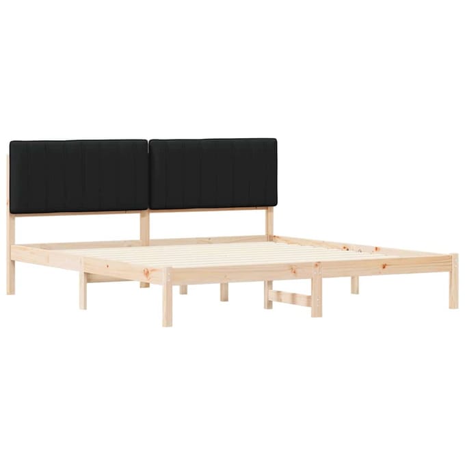 vidaXL - Bedframe - met - Gevoerde - Hoofdbord - Zwart - 180 - x - 200 - cm